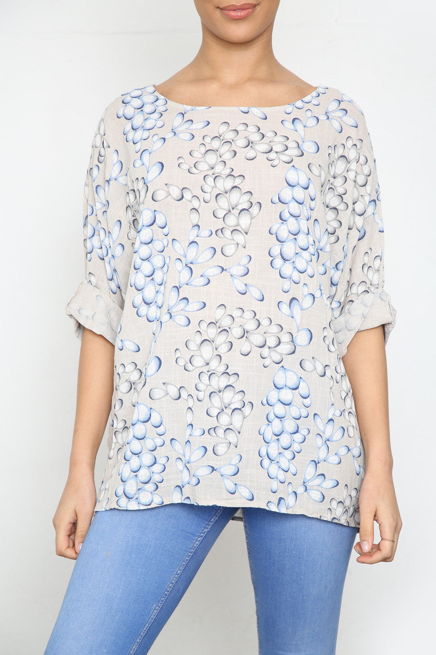 Ladies Bubble Print Top Stone