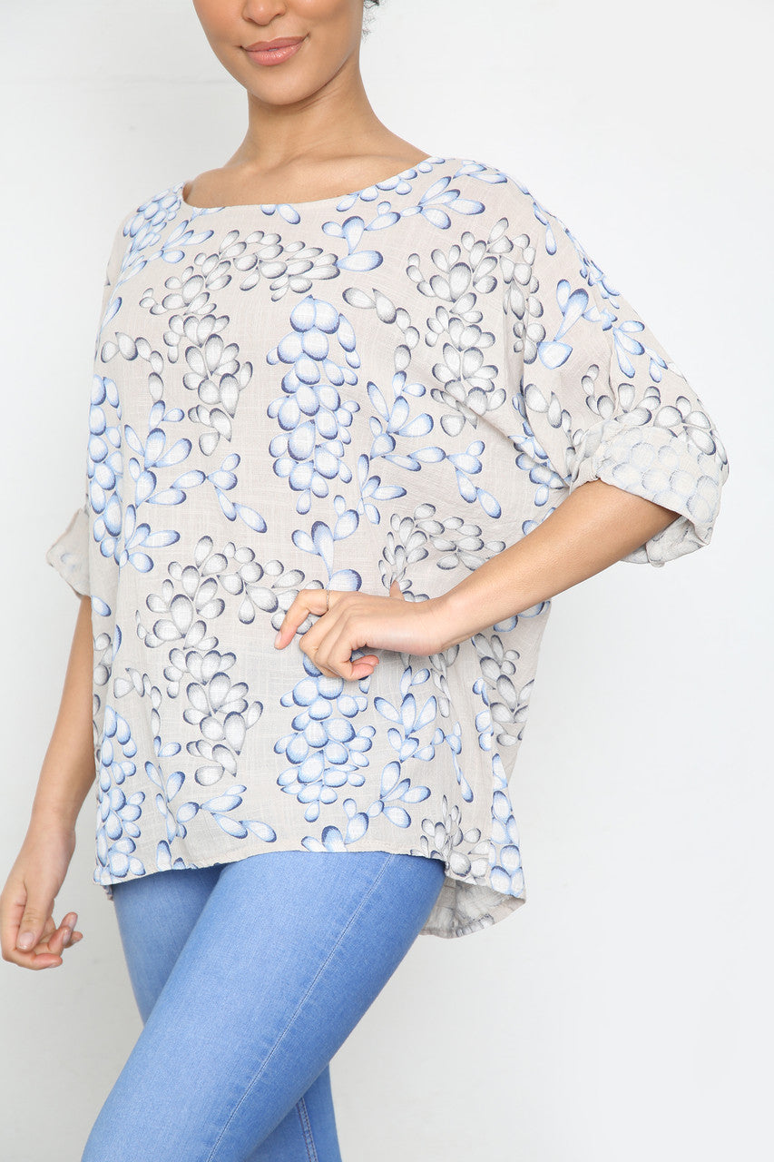Ladies Bubble Print Top Stone