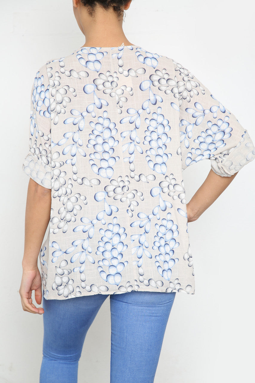 Ladies Bubble Print Top Stone