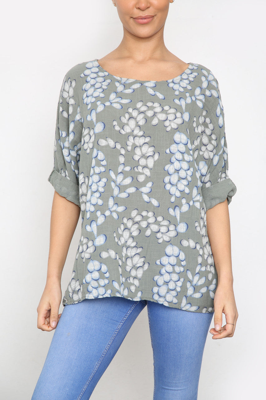 Ladies Bubble Print Top Khaki