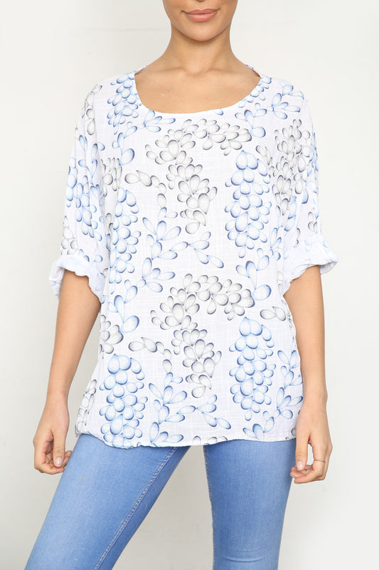 Ladies Bubble Print Top White