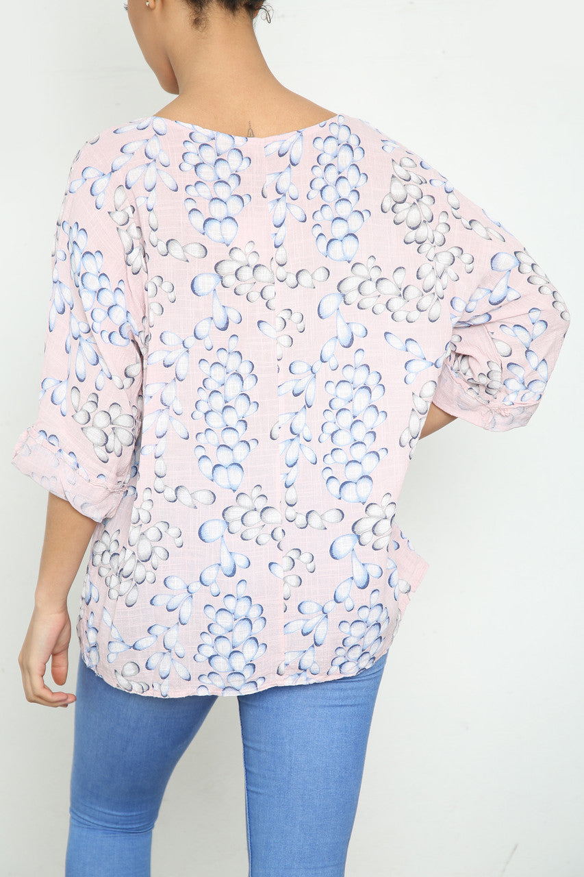 Dames Bubble Print Top Oudroze