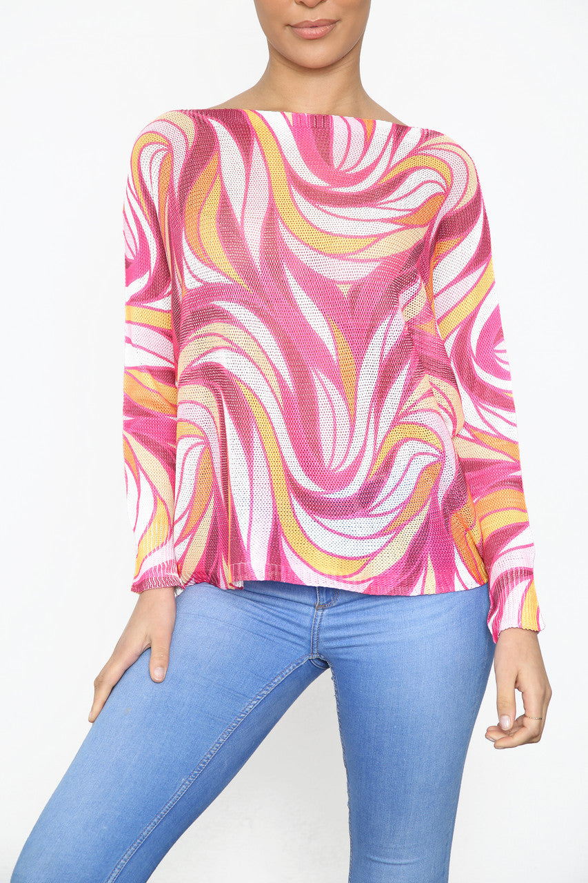 Dames gebreide top met marmerprint Cerise