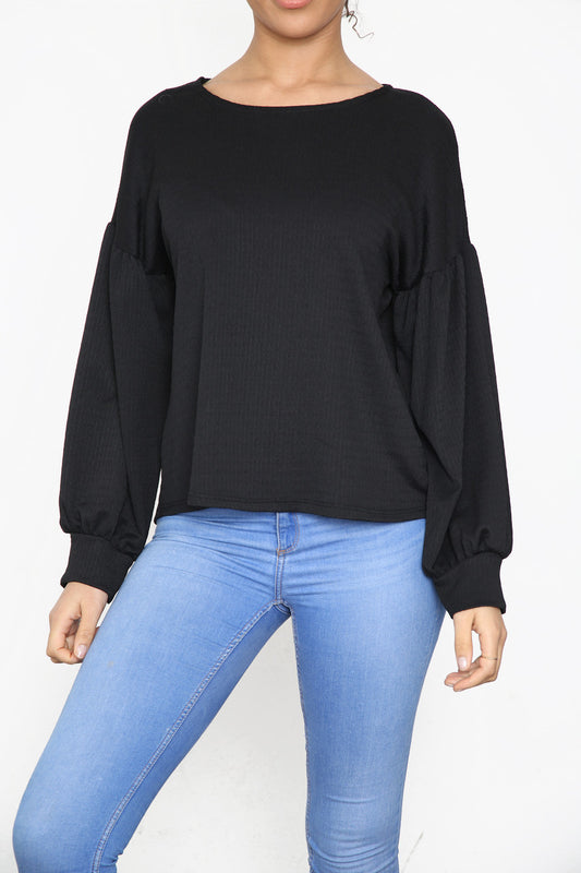 Ladies Crepe Style Top Black