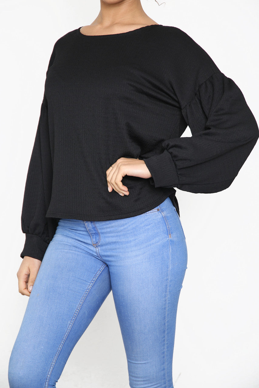Dames crêpe-achtige top zwart