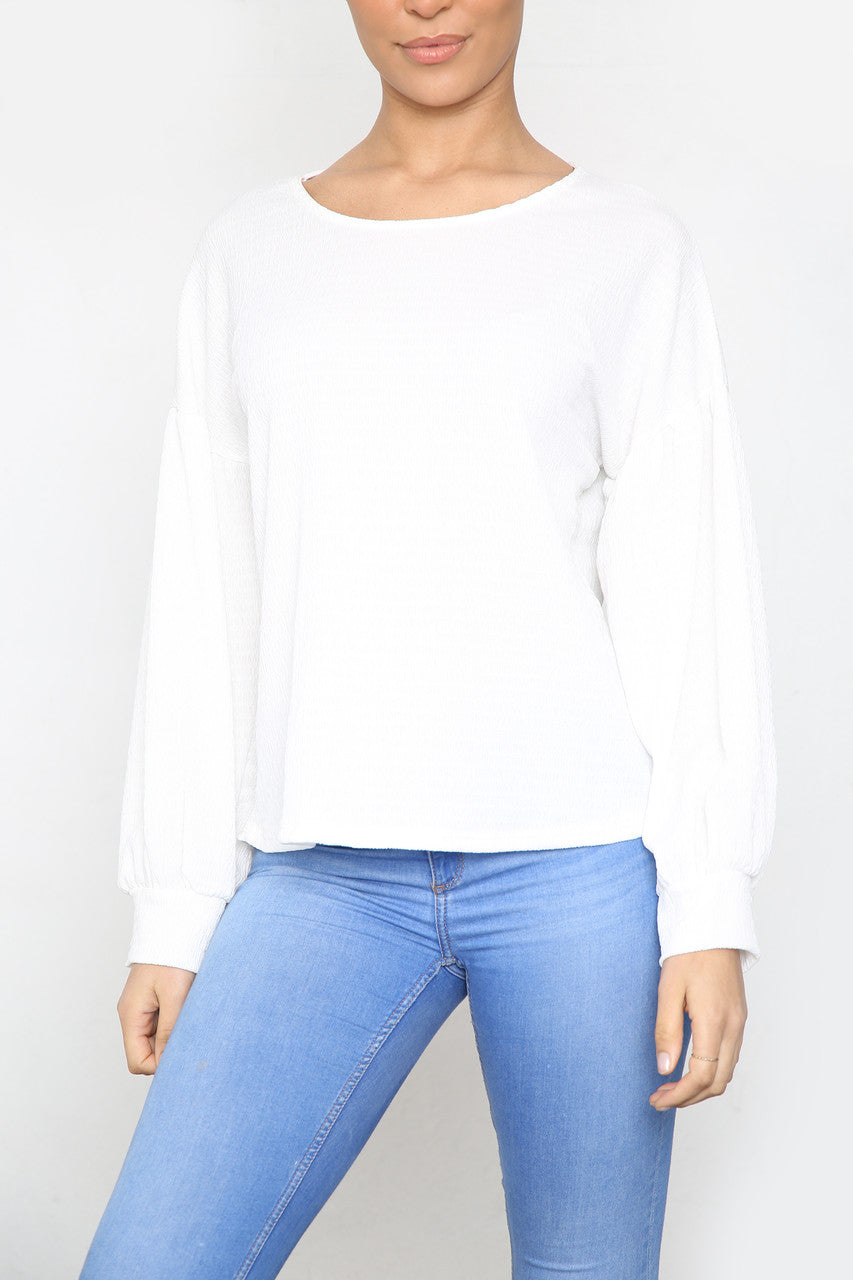Dames crêpe stijl top wit