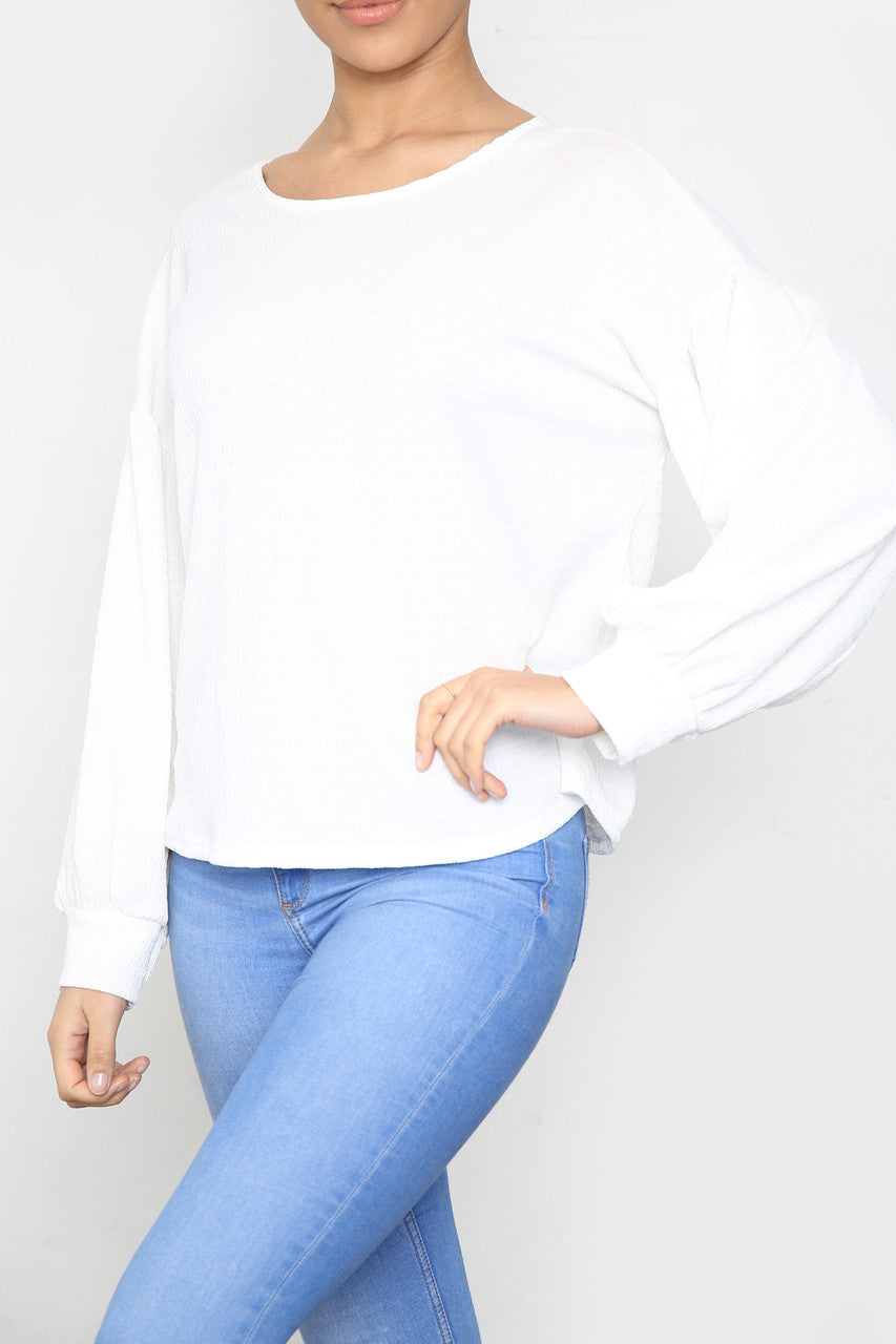 Dames crêpe stijl top wit