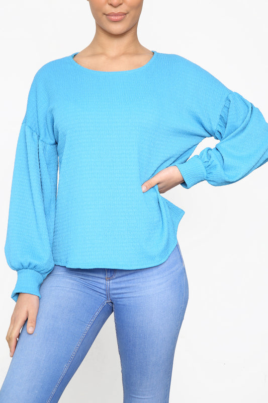 Ladies Crepe Style Top Turquoise