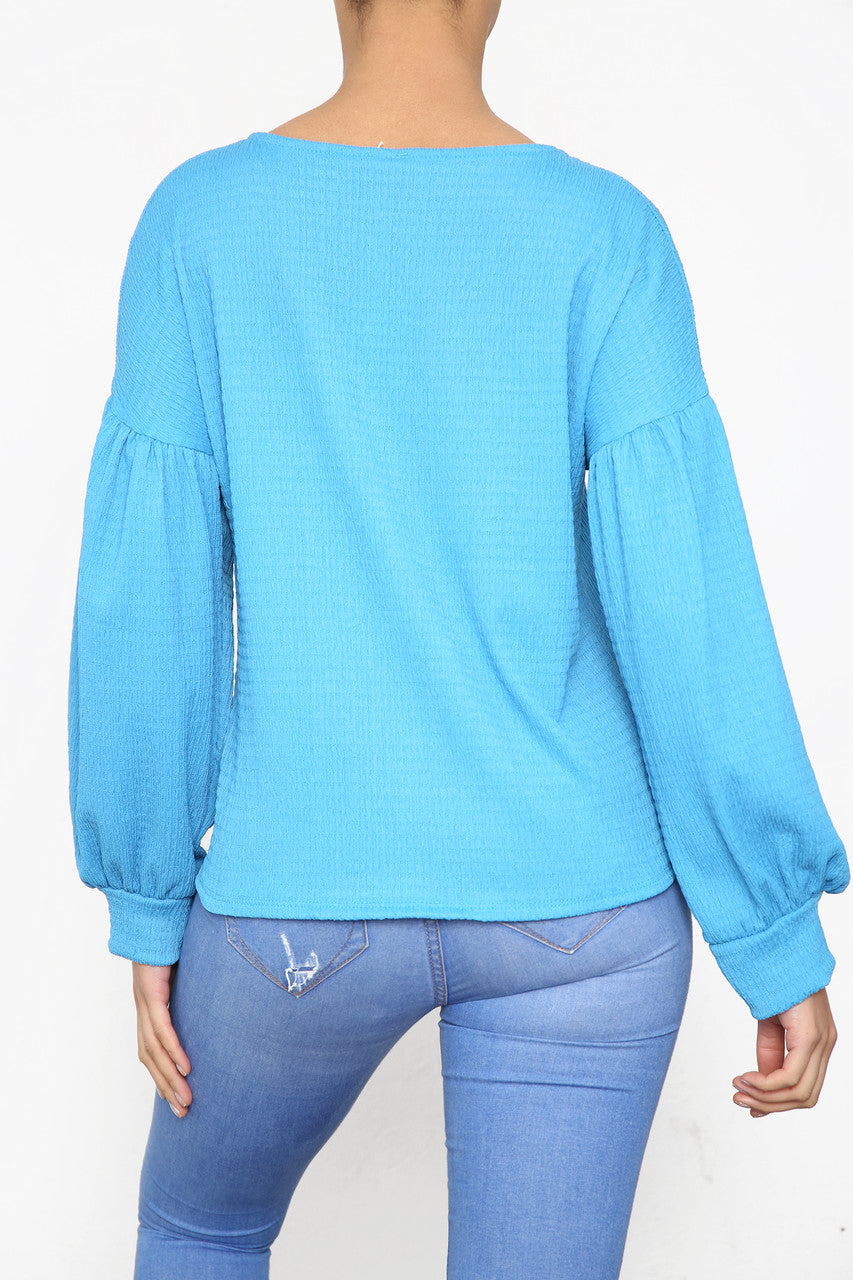 Ladies Crepe Style Top Turquoise