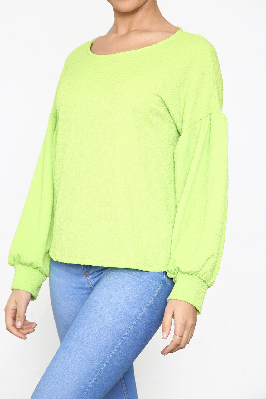 Dames crêpe stijl top lime