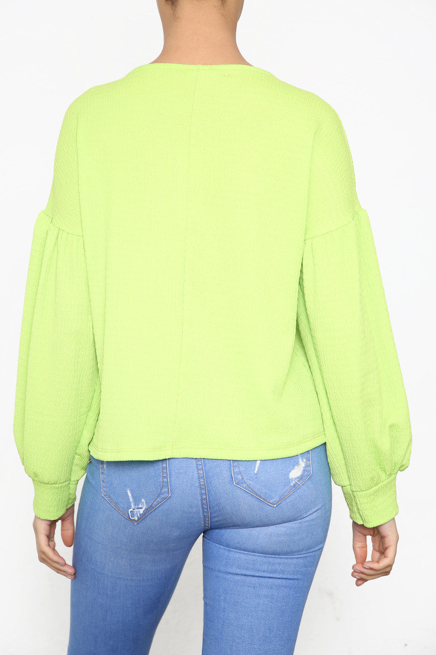 Dames crêpe stijl top lime