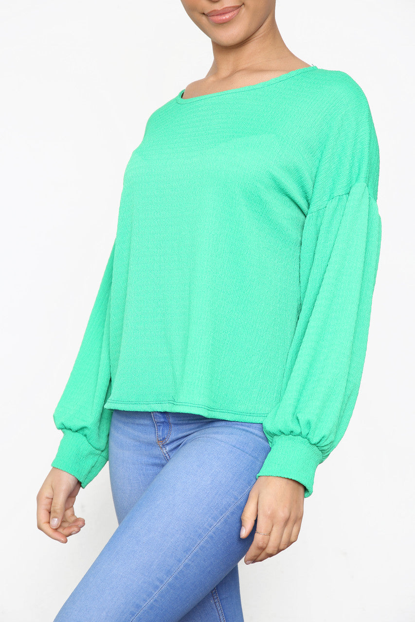 Ladies Crepe Style Top Green