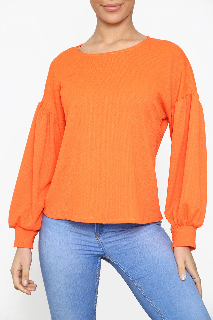 Ladies Crepe Style Top Orange