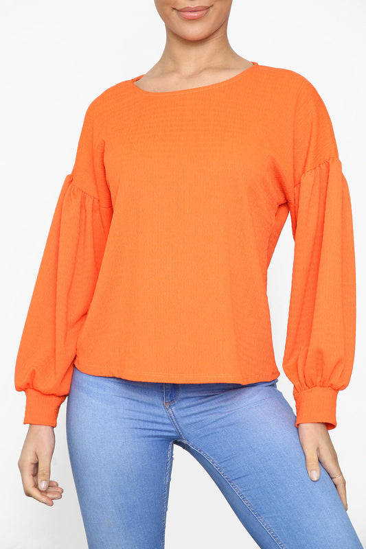 Ladies Crepe Style Top Orange