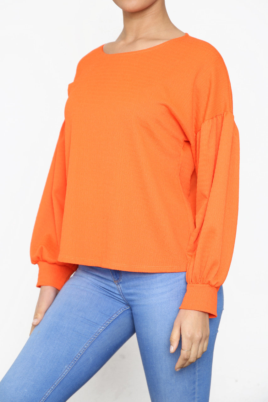 Ladies Crepe Style Top Orange