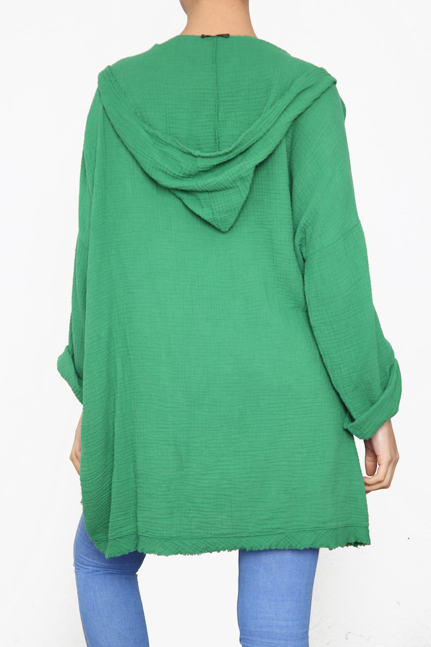 Dames Hooded Effen Top Groen