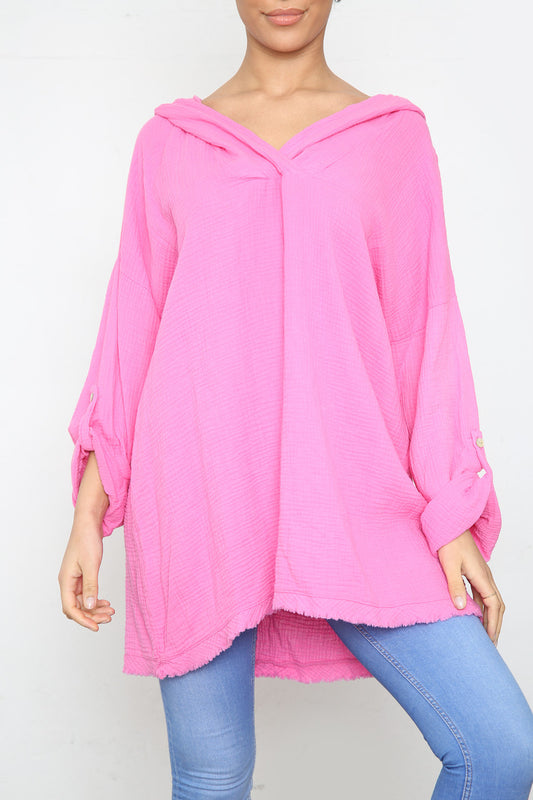 Dames Hoodie Effen Cerise