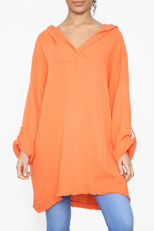Dames hoodie effen oranje
