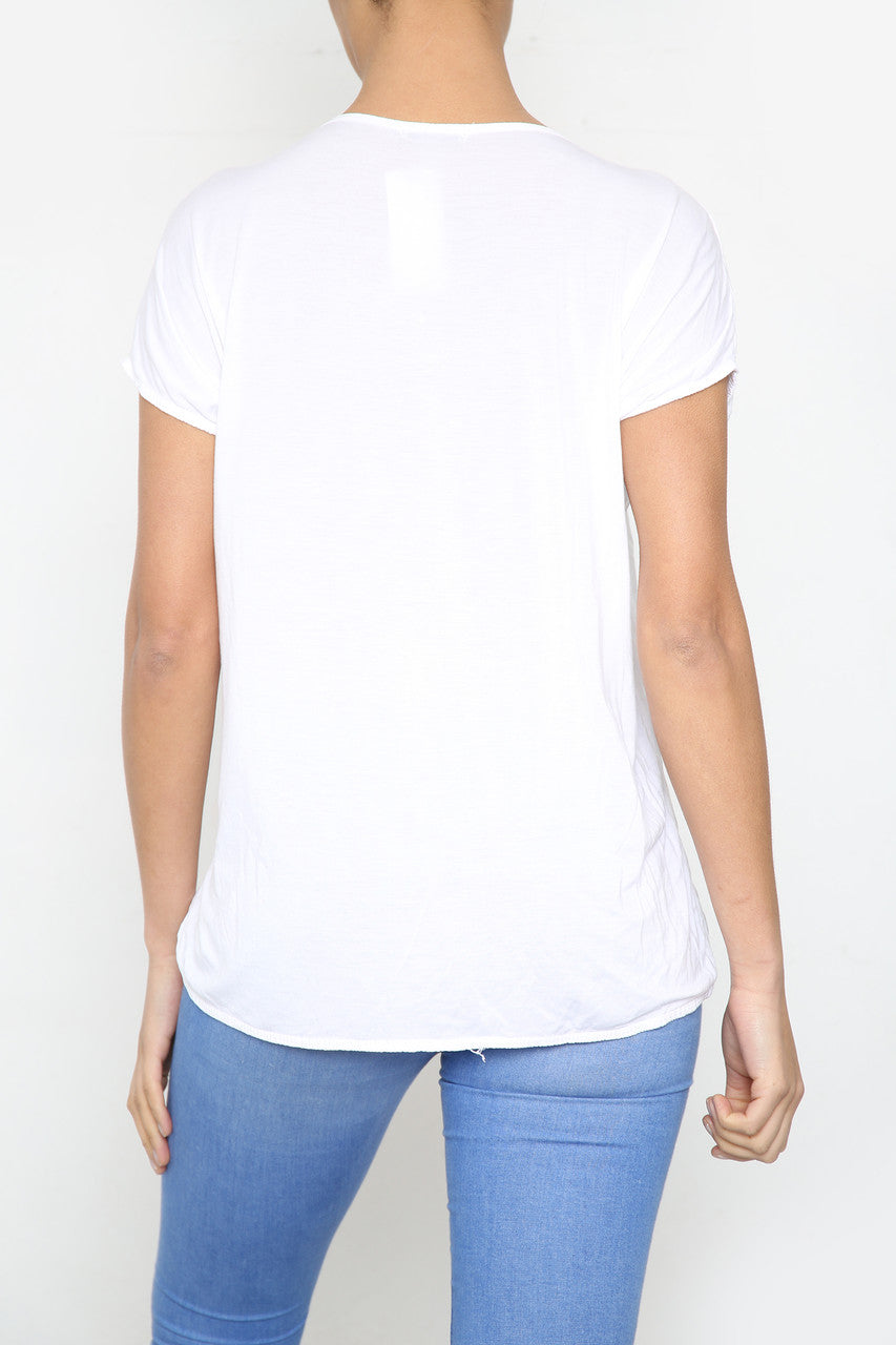 Dames T-shirt met bloemenboomprint wit