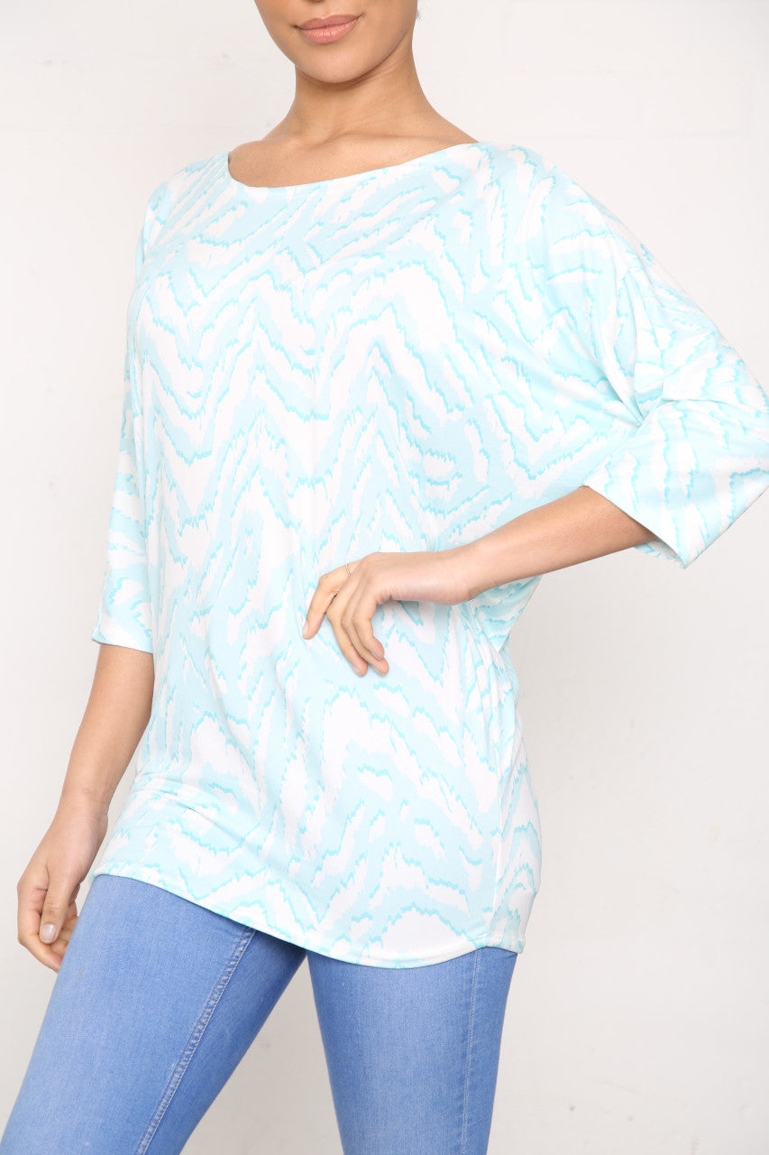 Dames Animalprint Top met Vleermuismouwen Mint