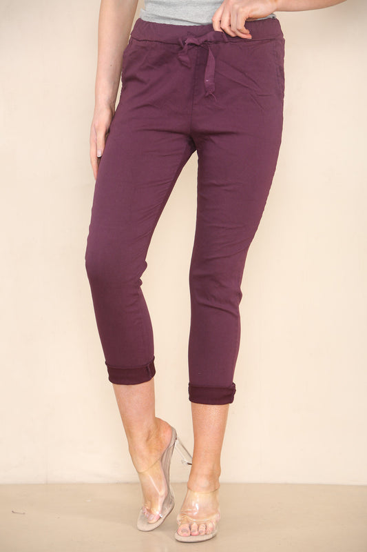EFFEN ELASTISCHE BROEK PLUM