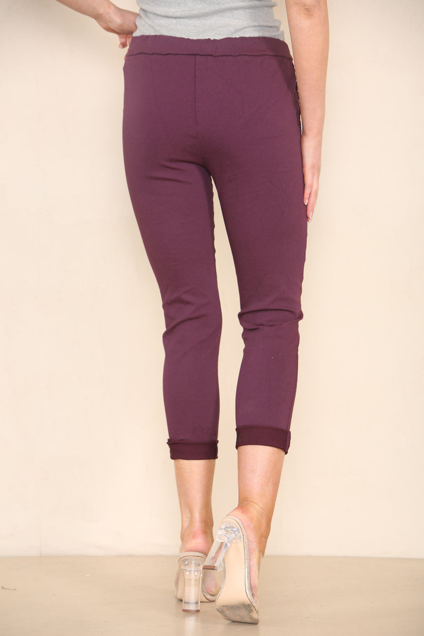 EFFEN ELASTISCHE BROEK PLUM