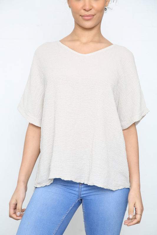 Ladies Plain Crepe Style Top Stone