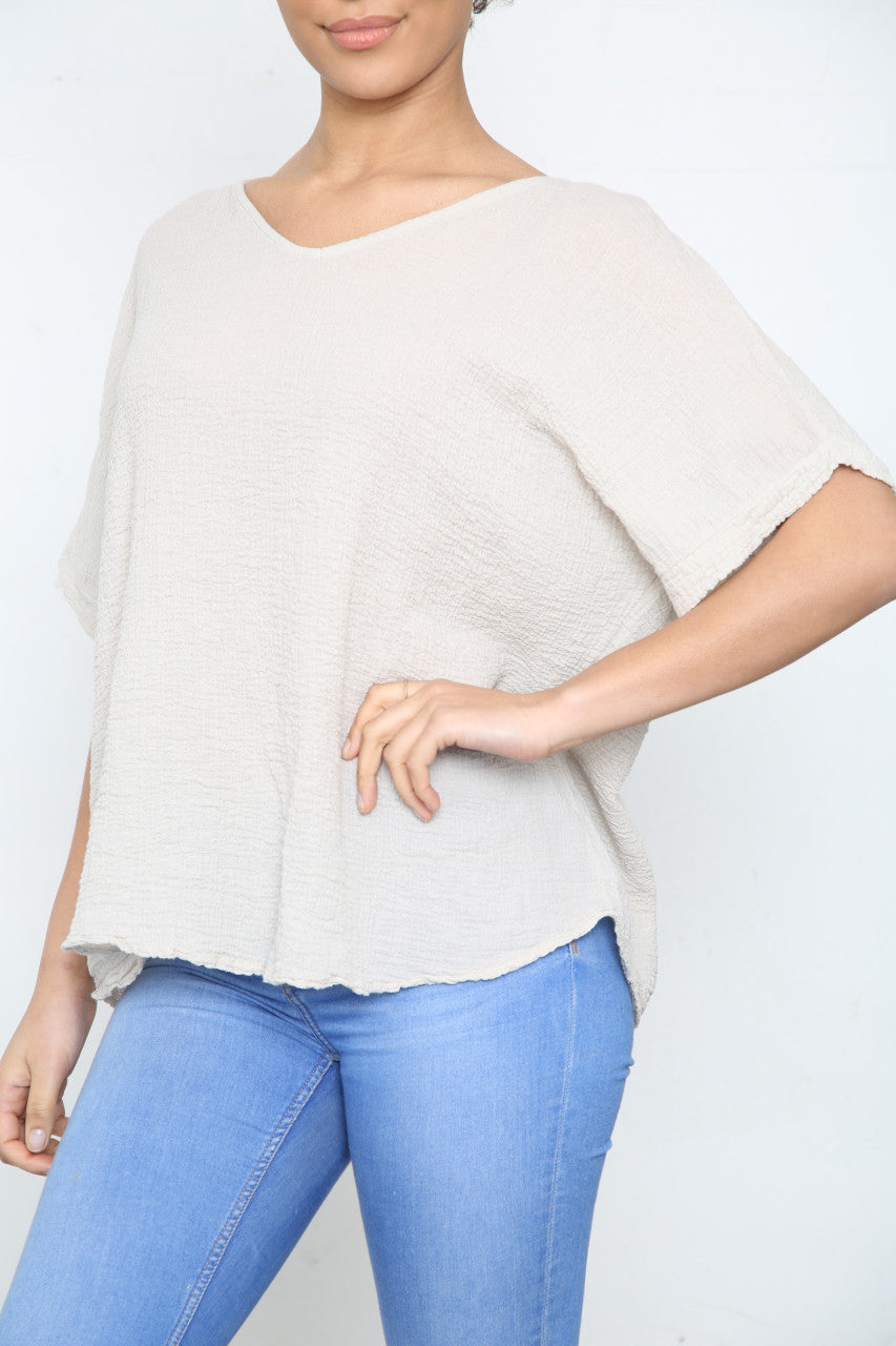 Ladies Plain Crepe Style Top Stone
