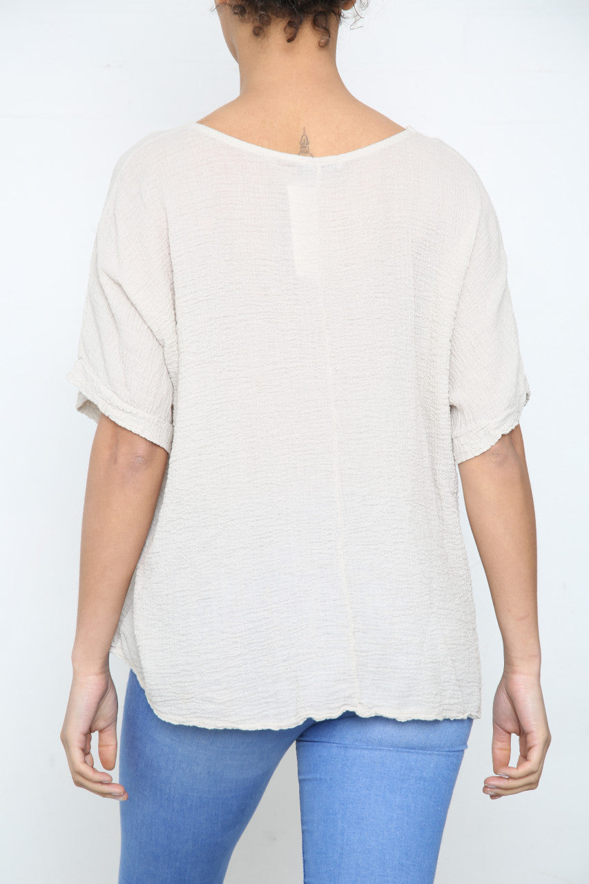 Ladies Plain Crepe Style Top Stone