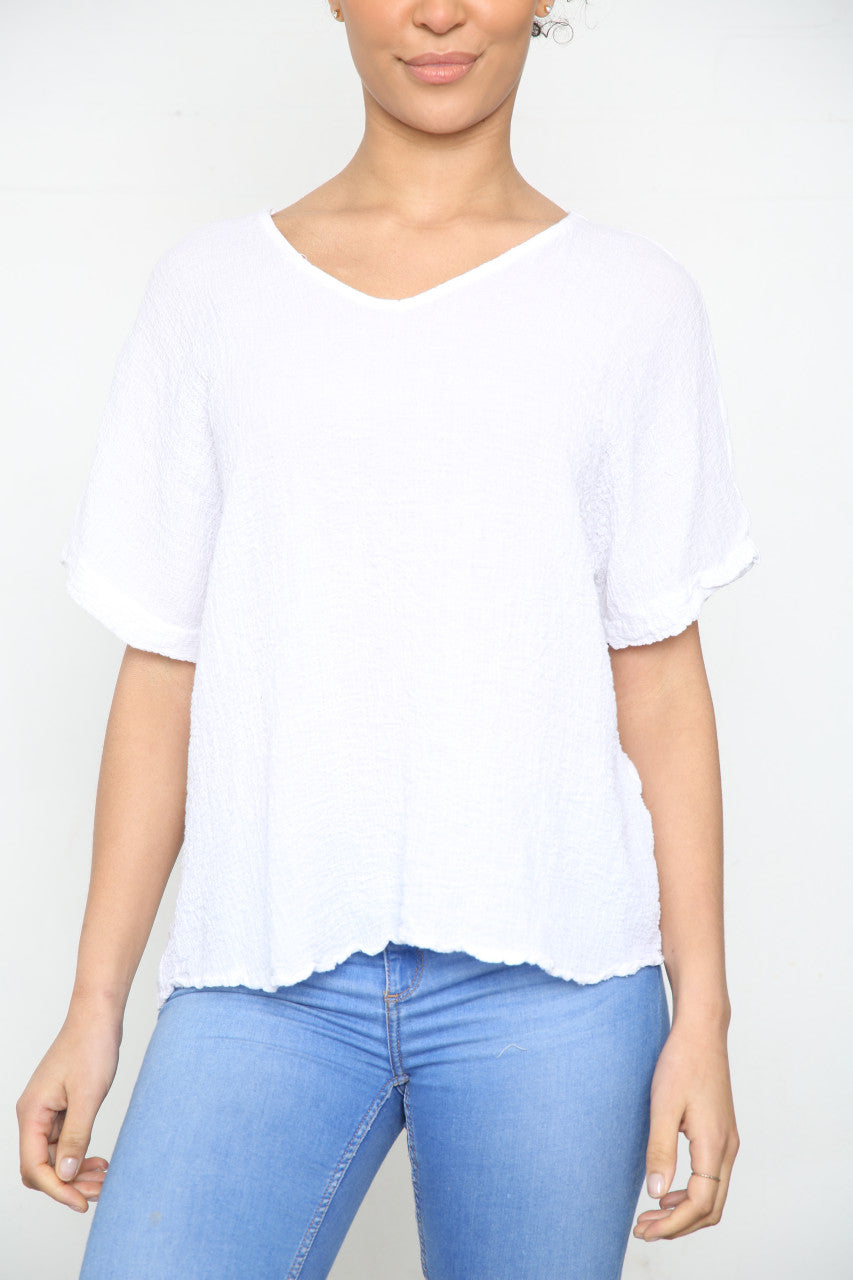 Ladies Plain Crepe Style Top White