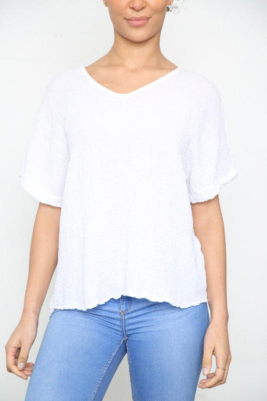 Ladies Plain Crepe Style Top White
