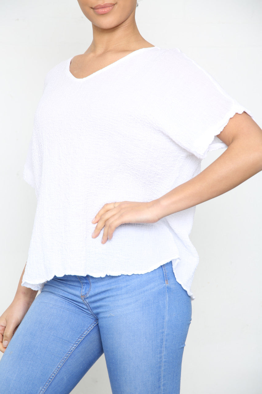 Ladies Plain Crepe Style Top White