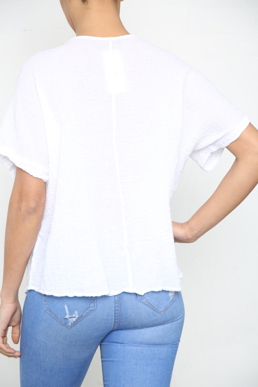 Ladies Plain Crepe Style Top White