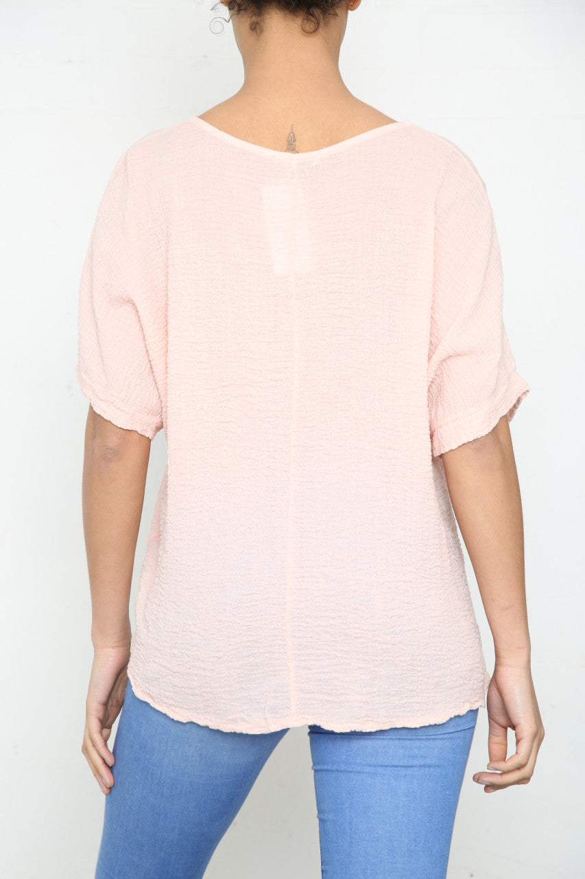 Ladies Plain Crepe Style Top Dusty Pink