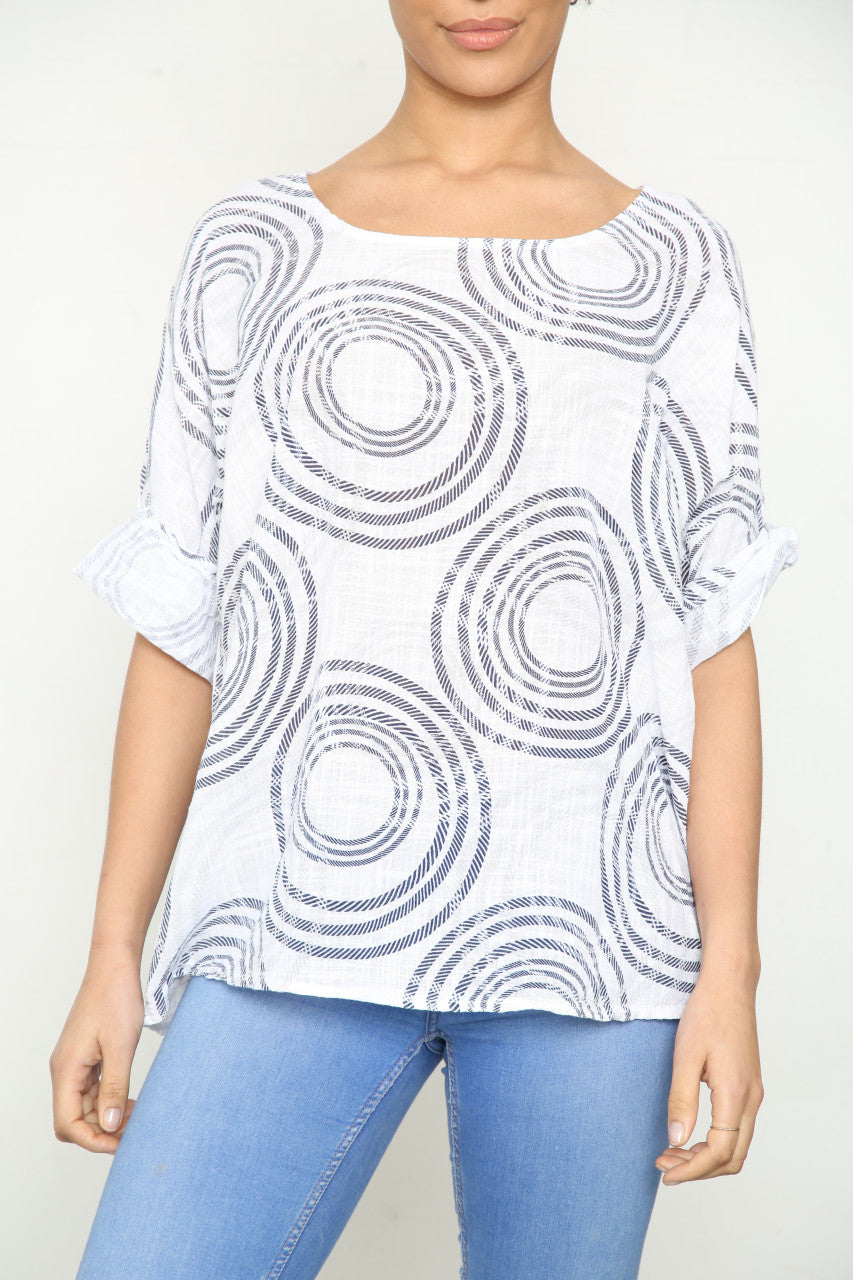 Ladies Circle Ripple Print Box Top Wit
