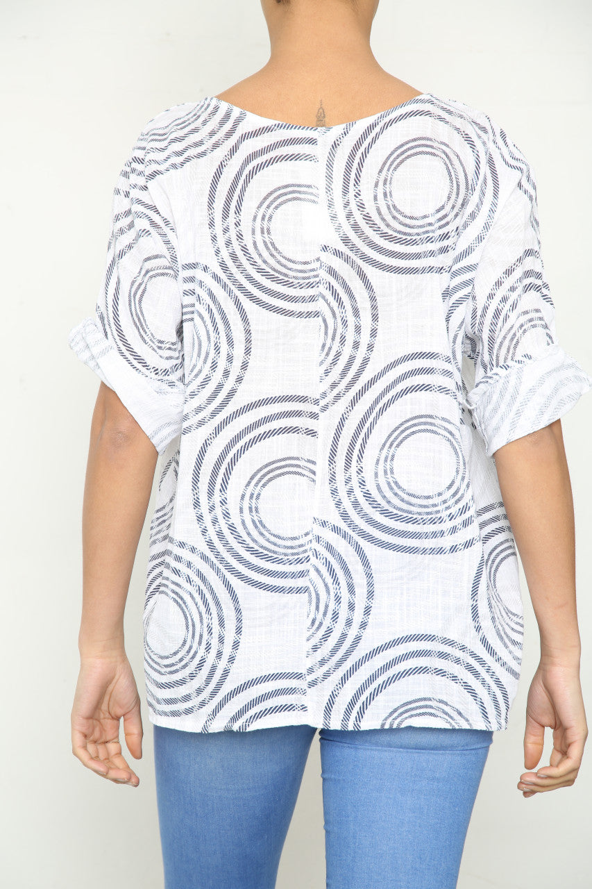 Ladies Circle Ripple Print Box Top Wit