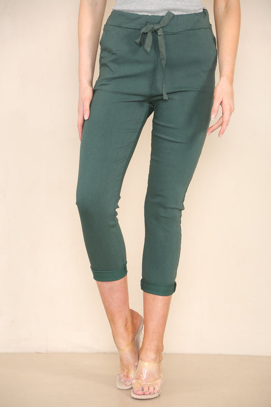 EFFEN ELASTISCHE MAGIC STRETCH BROEK DONKERGROEN