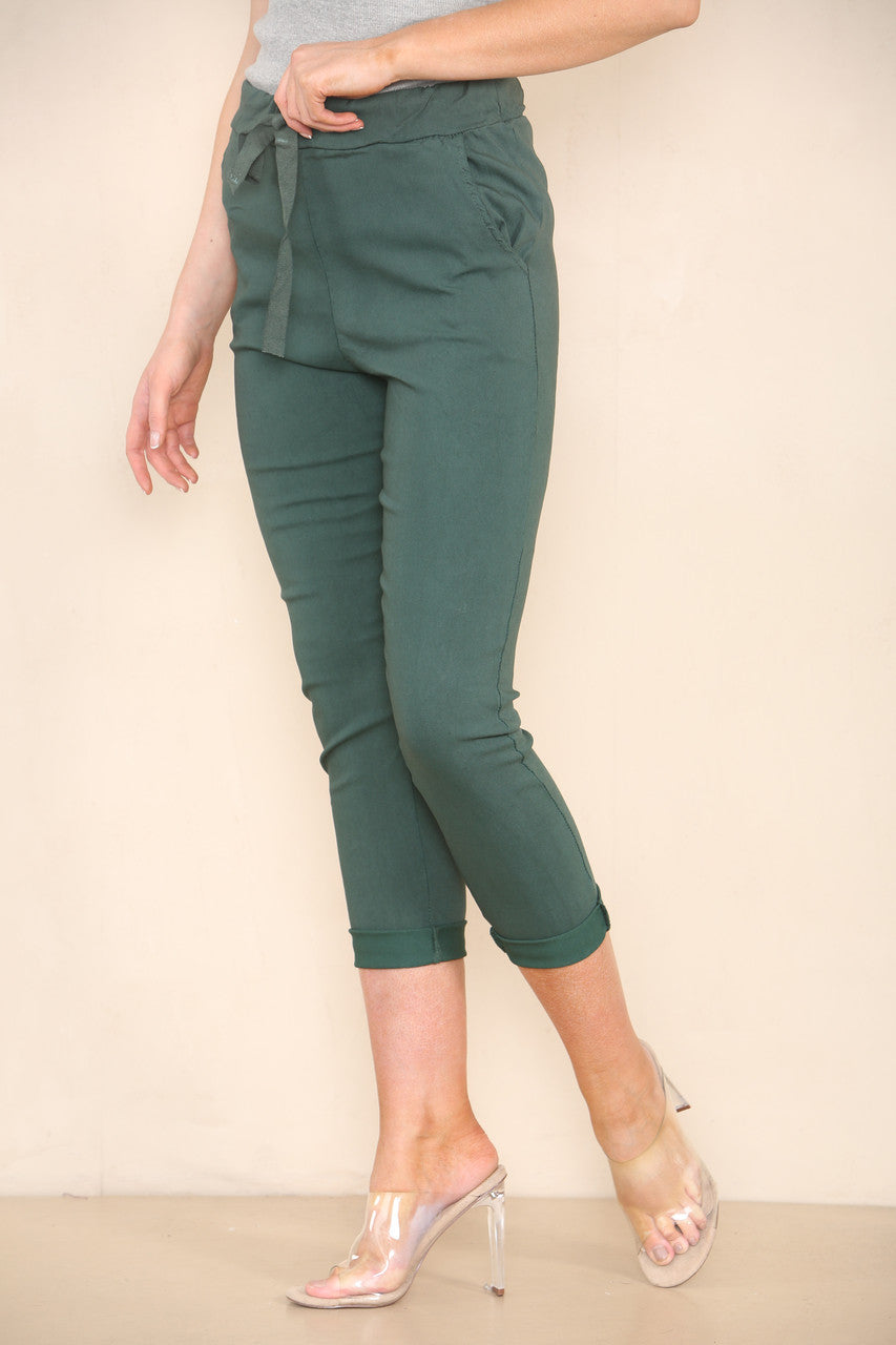 EFFEN ELASTISCHE MAGIC STRETCH BROEK DONKERGROEN