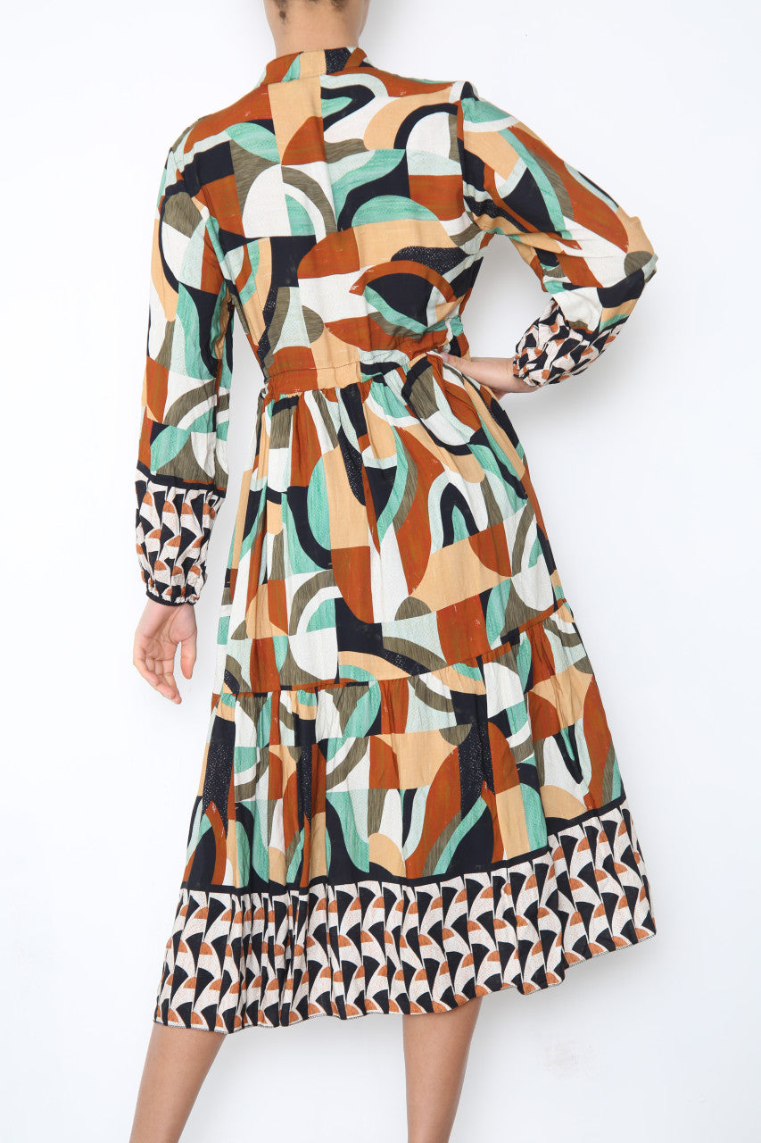 Dames Aztec Vormen Print Maxi Jurk Zwart