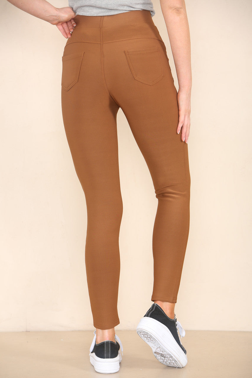 PONTE POCKET SKINNY BROEK KAMEL