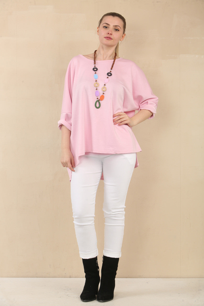 EFFEN VLEERMUISMOUW TOP MET 3/4 LENGTE EN KETTING - CANDY ROZE