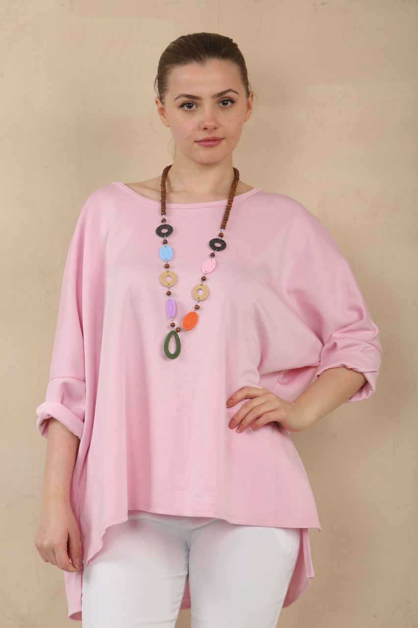 EFFEN VLEERMUISMOUW TOP MET 3/4 LENGTE EN KETTING - CANDY ROZE
