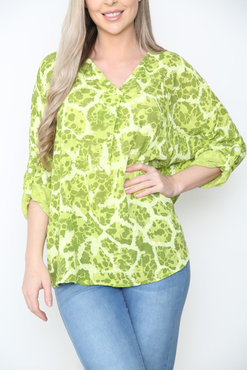 Ladies Pebble Print Top Lime