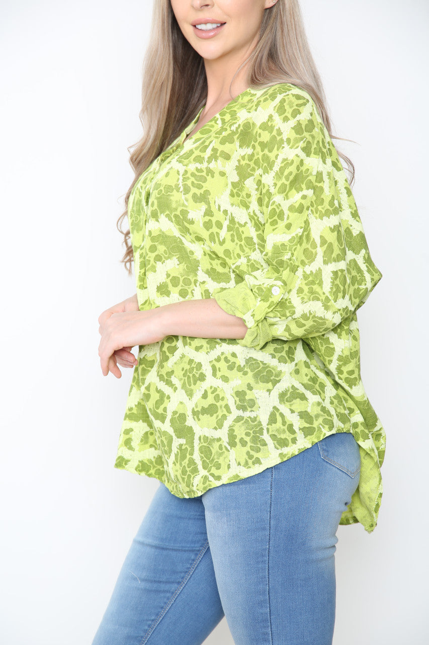 Ladies Pebble Print Top Lime