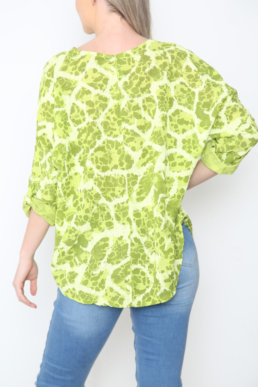 Ladies Pebble Print Top Lime