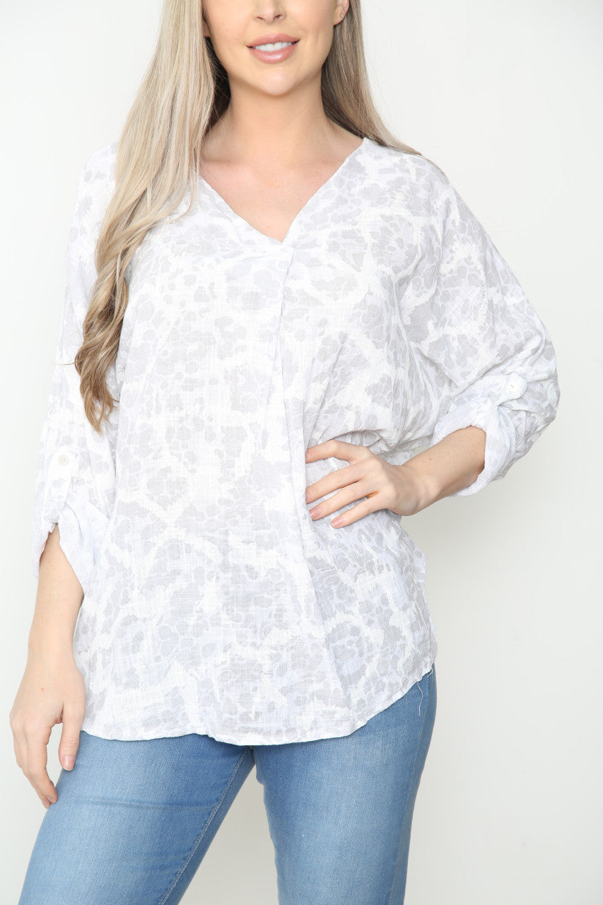Ladies Pebble Print Top White