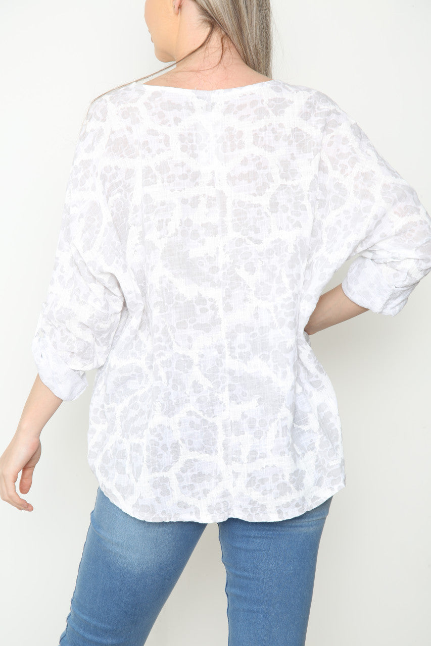 Ladies Pebble Print Top White