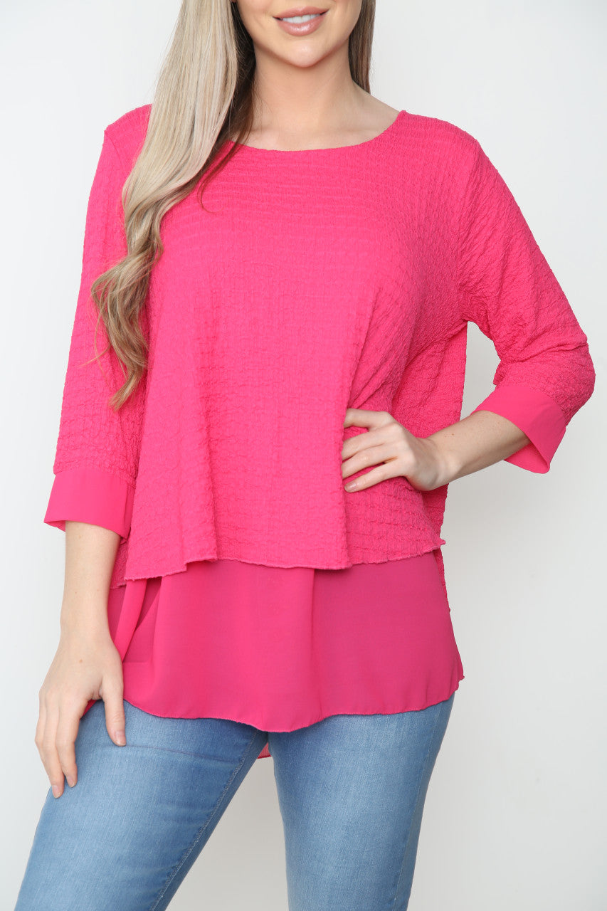 Dames crêpe chiffon zoomtop cerise