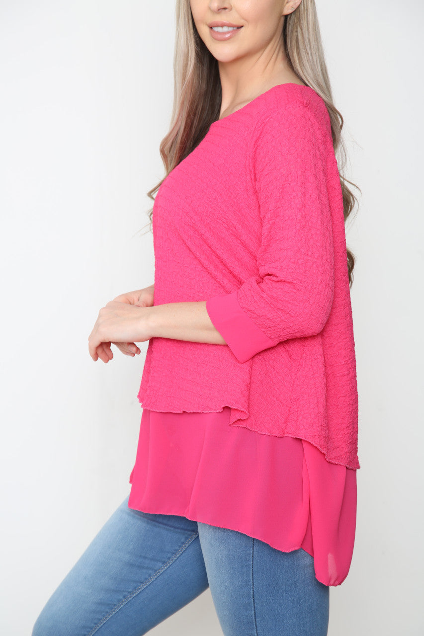 Dames crêpe chiffon zoomtop cerise