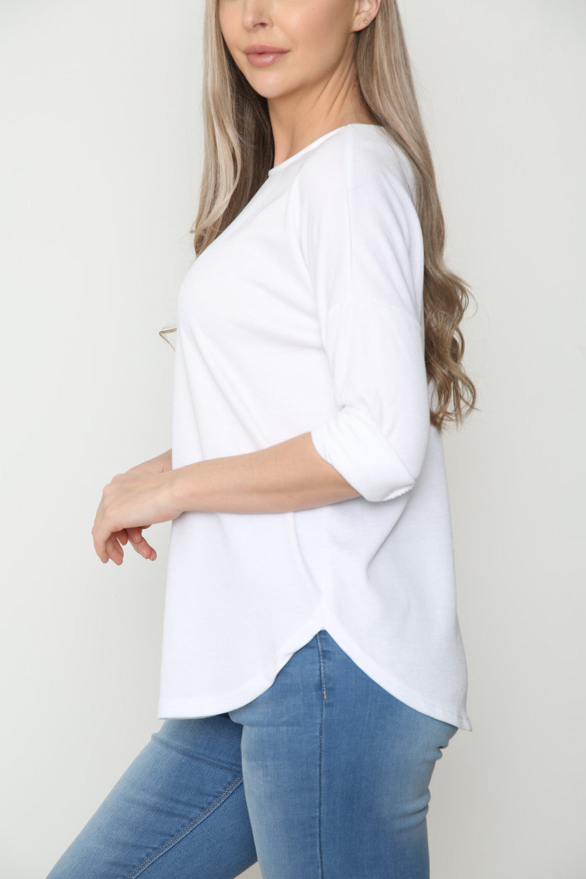 Ladies Ring Back Detail Top White